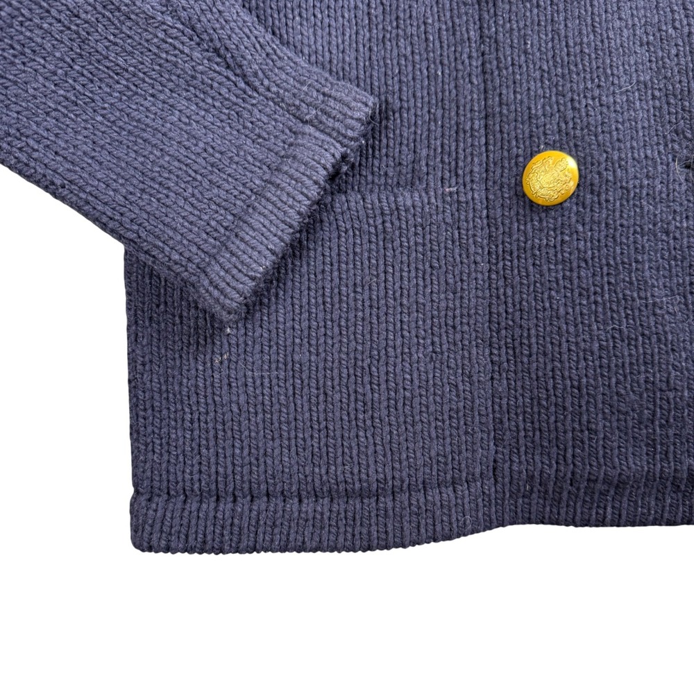 Ralph Lauren Cardigan Womens Medium Navy Blue Military Gold Crest Button Shawl - Picture 4 of 6
